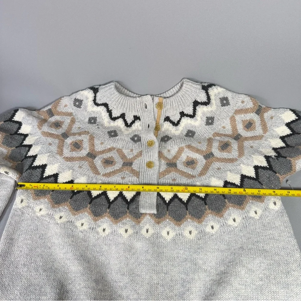 SUNDANCE Gray Cotton Merino Wool Blend Fair Isle Pattern Sample Sweater